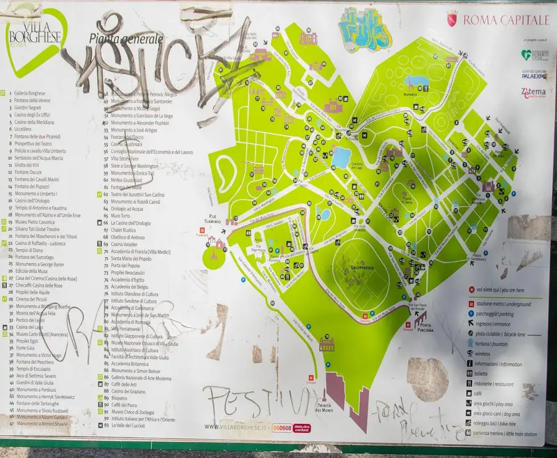 Map: Map of Villa Borghese in Rome