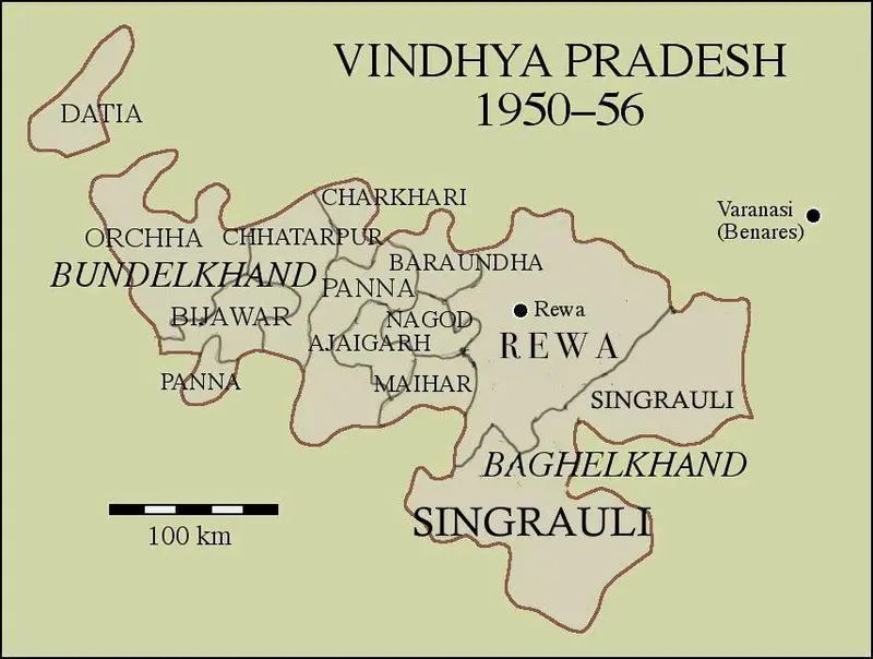 Map: Map of Vindhya Pradesh