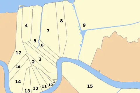 Map: Map of Wards of New Orleans with Number Labels