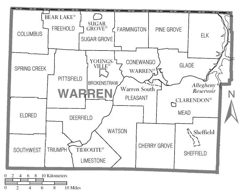 Map: Map of Warren County Pennsylvania
