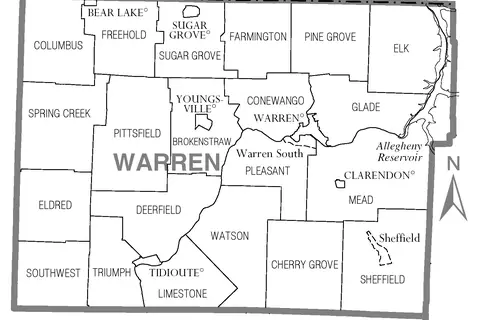 Map: Map of Warren County Pennsylvania