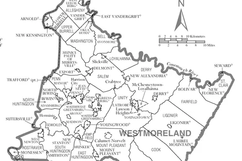 Map: Map of Westmoreland County Pennsylvania
