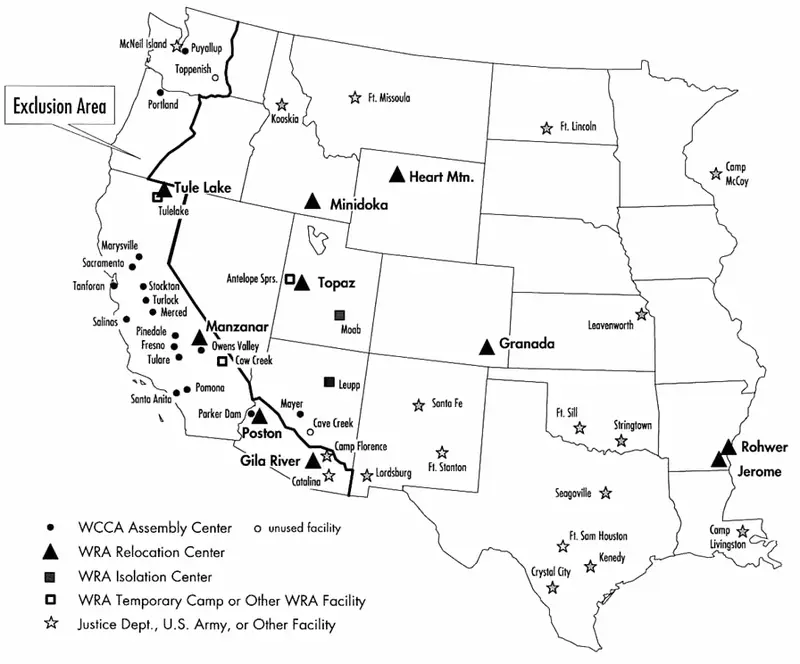 Map: Map of World War Ii Japanese American Internment Camps