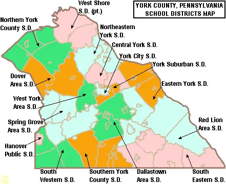 Map: Map of York County Pennsylvania School Districts