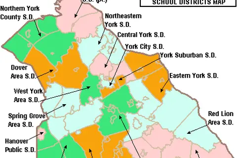 Map: Map of York County Pennsylvania School Districts