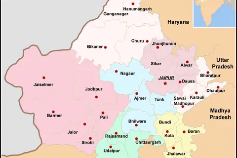 Map: Map Rajasthan Dist 7 Div