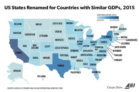 Map: Map renames each US state with a country generating the same GDP
