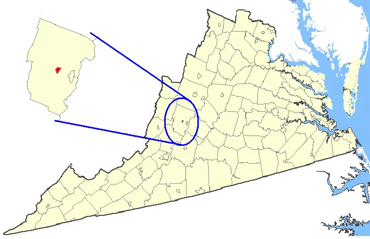 Map: Map Showing Lexington City Virginia