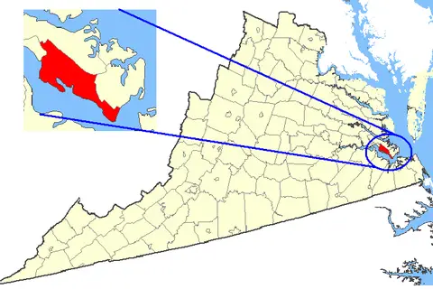 Map: Map Showing Newport News City Virginia