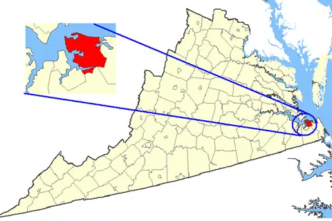 Map: Map Showing Norfolk City Virginia