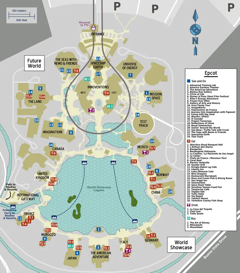 Map: Map Walt Disney World Epcot Park