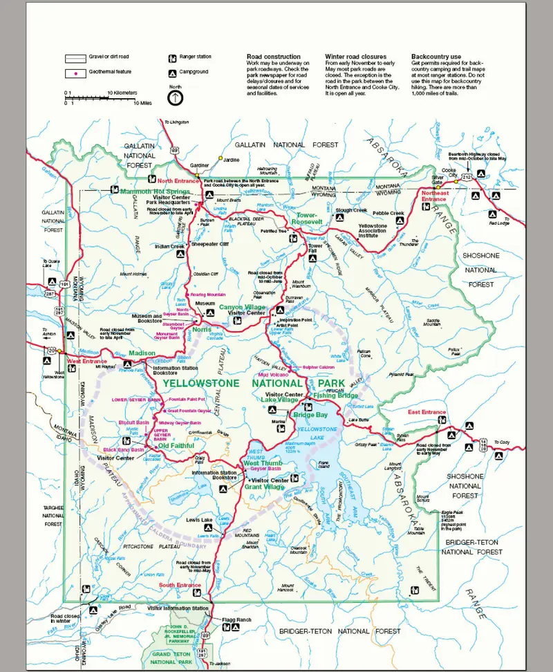 Map: Map Yellowstone National Park
