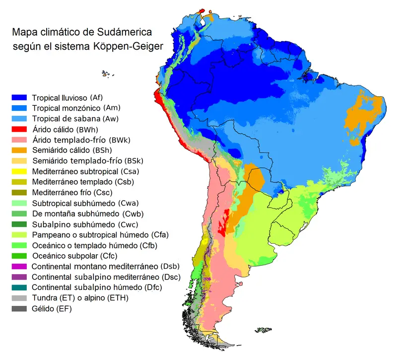 Map: Mapa Climtico de Sudamrica Kppengeiger