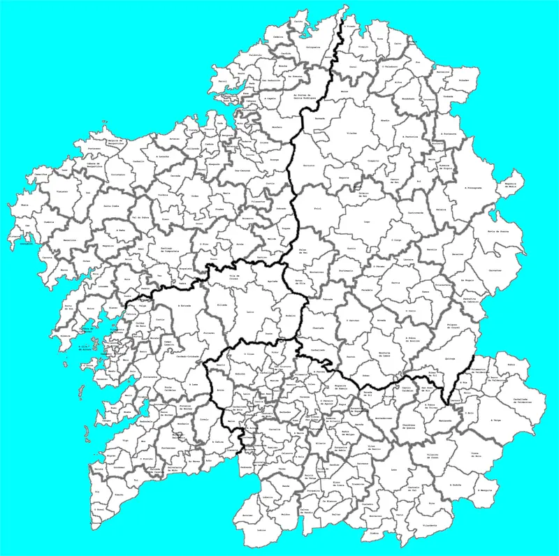 Map: Mapa de Galicia Cos Nomes Dos Concellos