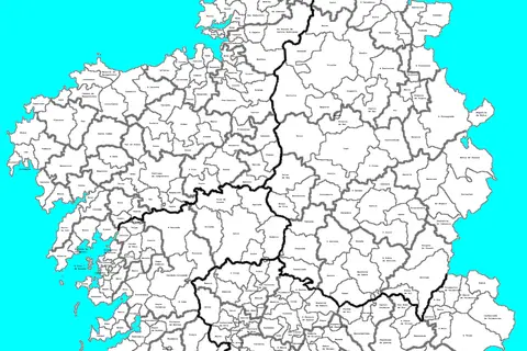 Map: Mapa de Galicia Cos Nomes Dos Concellos