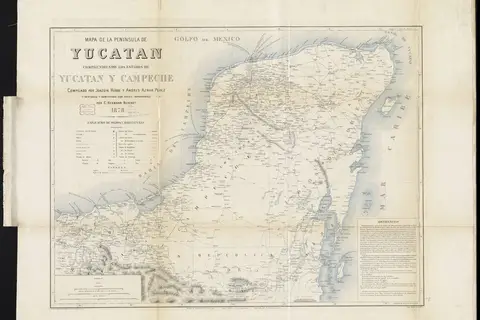 Map: Mapa de la Peninsula de Yucatan Comprendiendo Los Estados de Yucatan Y Campeche 14726318912