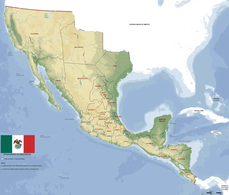 Map: Mapa de Mexico Imperio Mexicano 1821