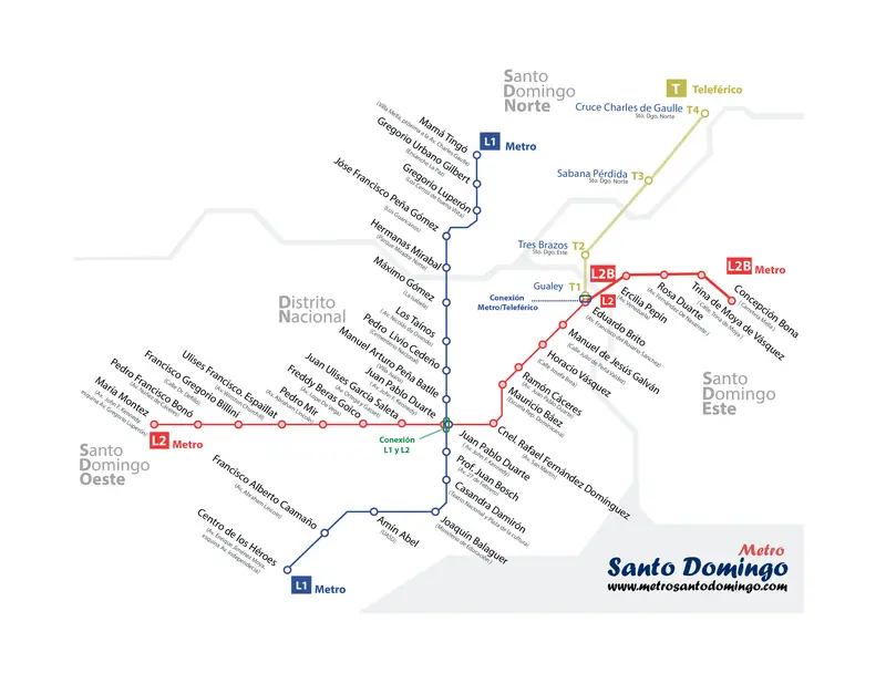 Map: Mapa del Metro de Santo Domingo Y Telefrico de Santo Domingo