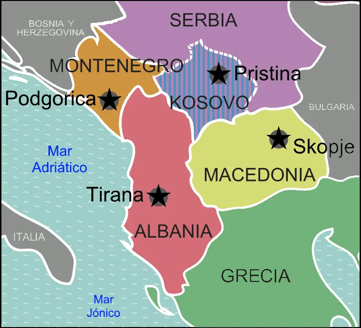 Map: Mapa Fronteras Albania