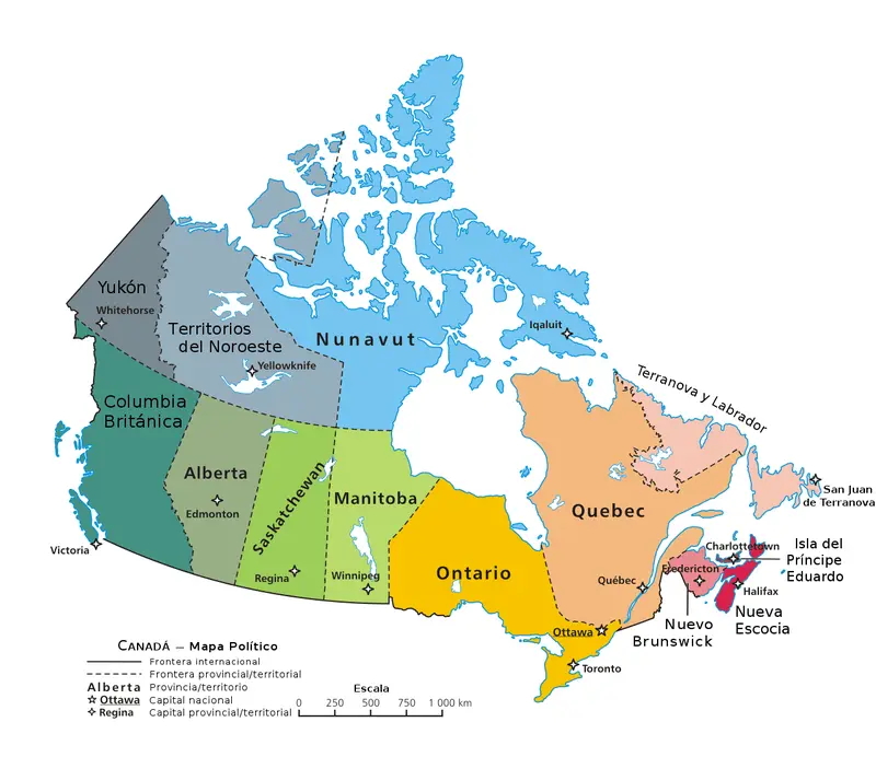 Map: Mapa Politico de Canada