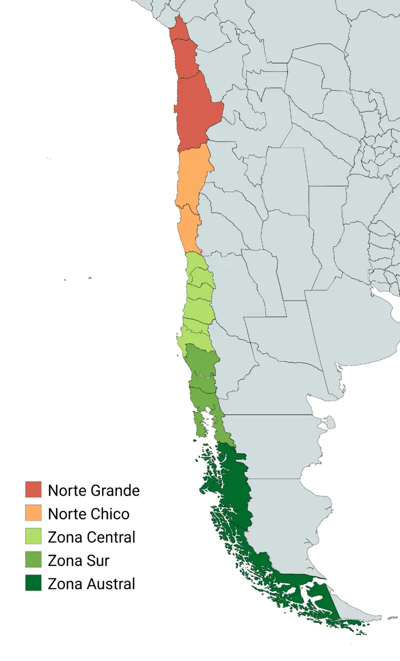 Map: Mapa Zonas Naturales de Chile