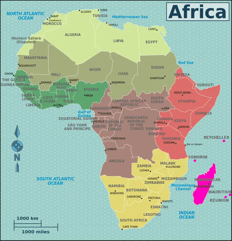 Map: Mapafricaregionsislands