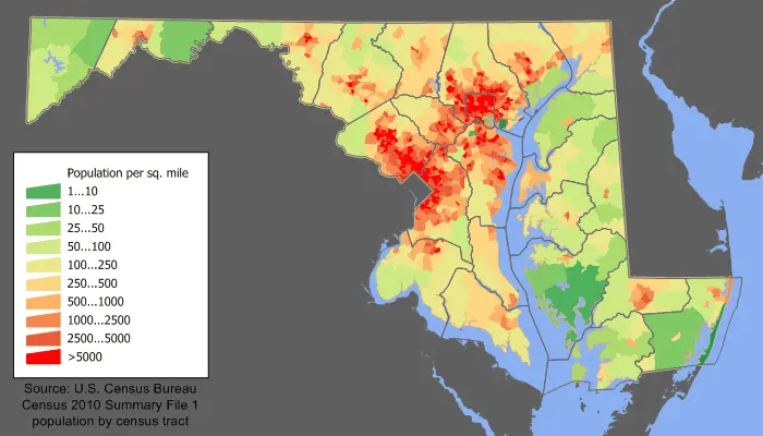 Map: Maryland Population Map