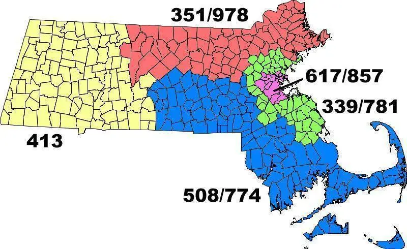 Map: Massachusetts Area Code Map