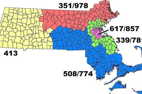 Map: Massachusetts Area Code Map