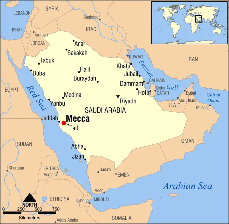 Map: Mecca Saudi Arabia Locator Map