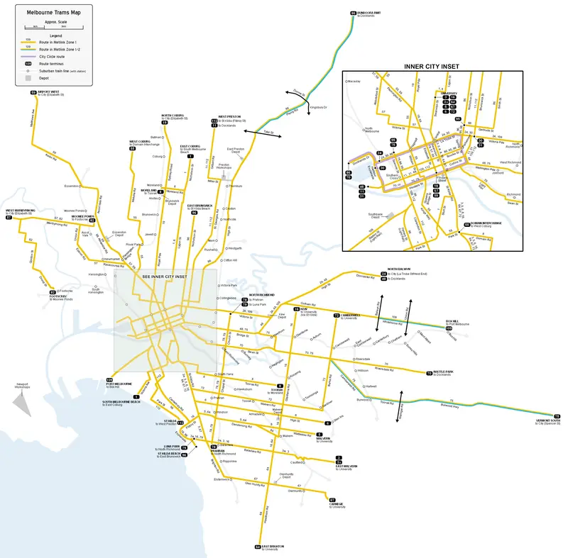 Map: Melbourne Trams Map
