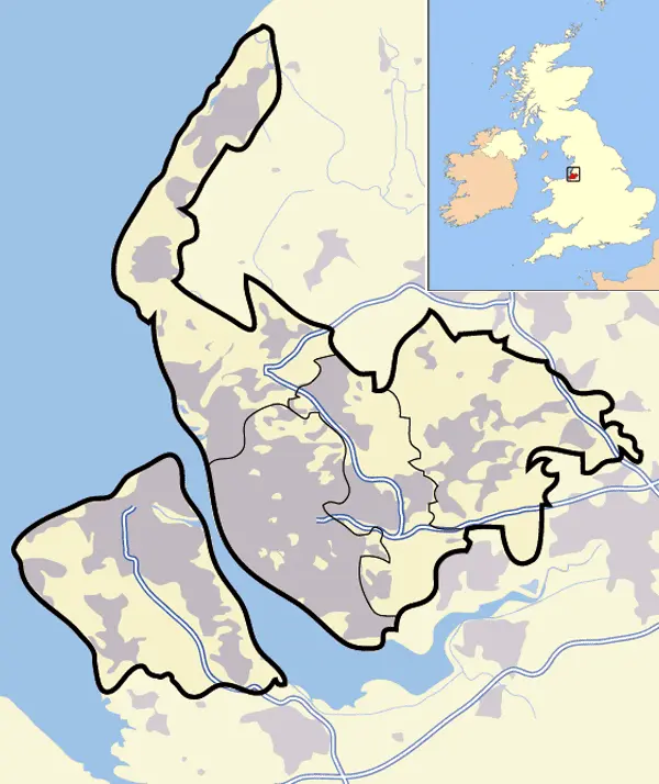 Map: Merseyside Outline Map with Uk