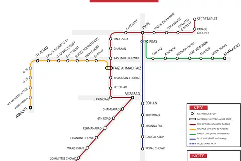 Map: Metro Bus Islamabadrawalpindi Map