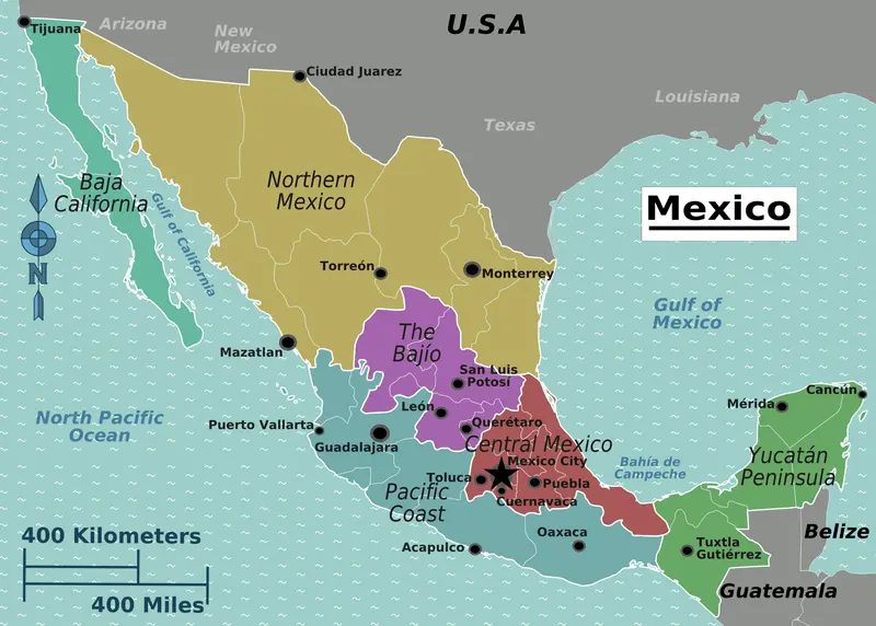 Map: Mexico Regions Map