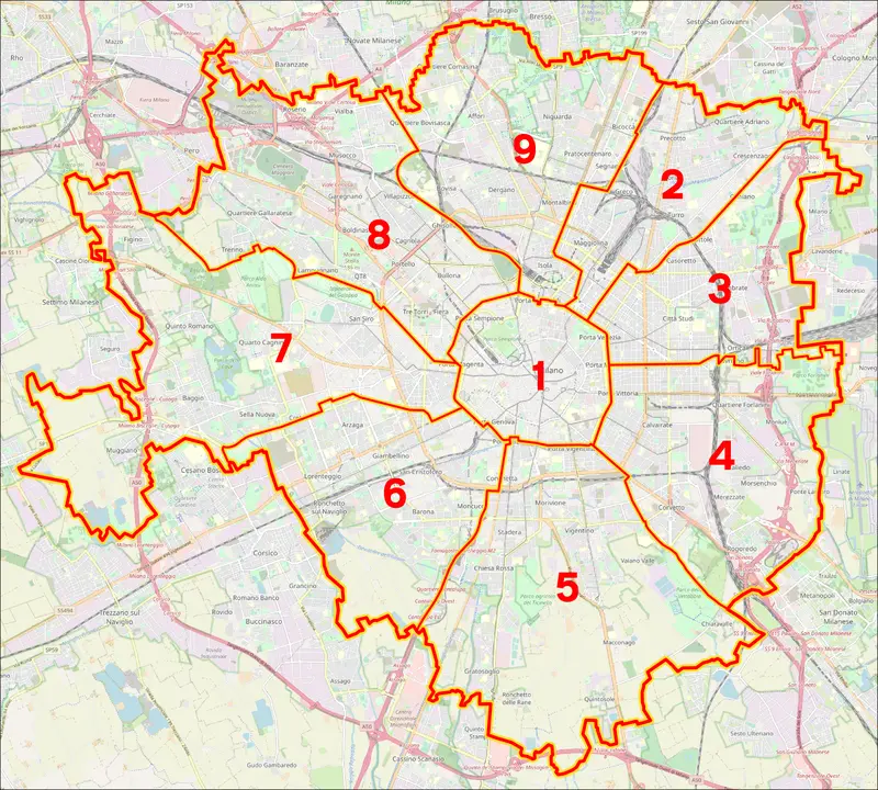 Map: Milano Mappa Municipi