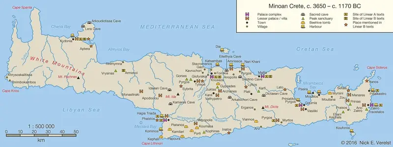 Map: Minoan Crete, c. 3650 – c. 1170 BC