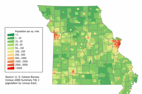 Map: Missouri Population Map 2000