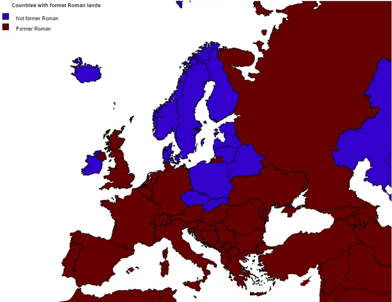 Map: Modern countries with former Roman lands