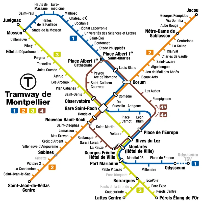 Map: Montpellier Tramway Map