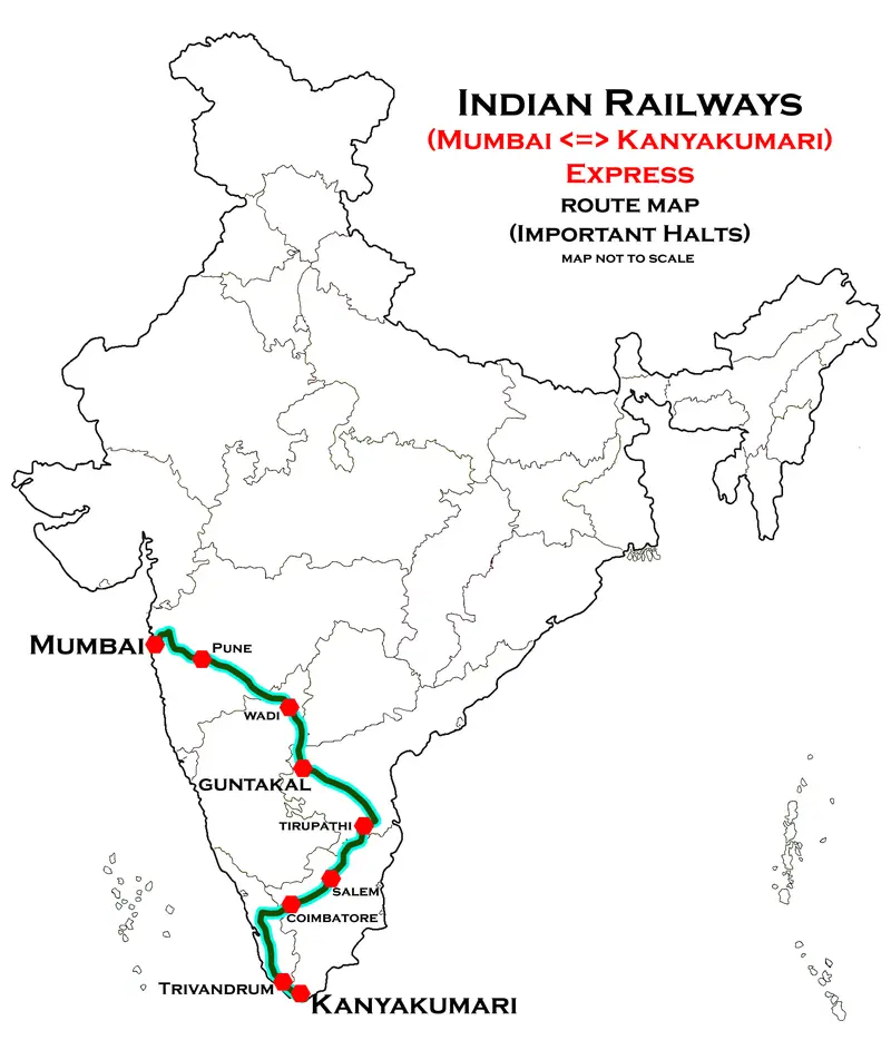 Map: Mumbai Kanyakumari Express Route Map