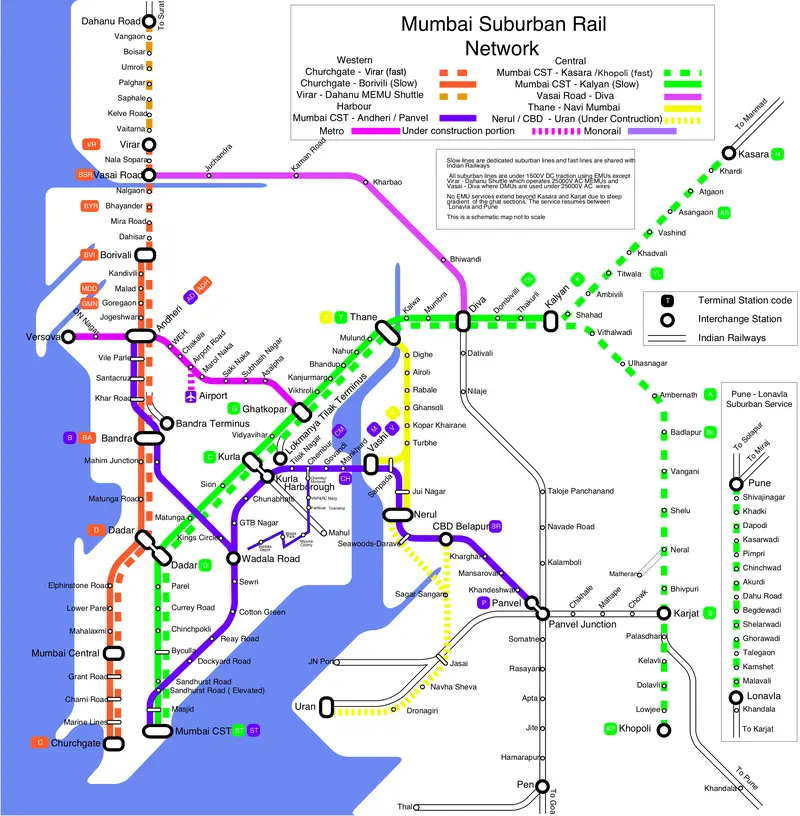 Map: Mumbai Suburban Rail Map