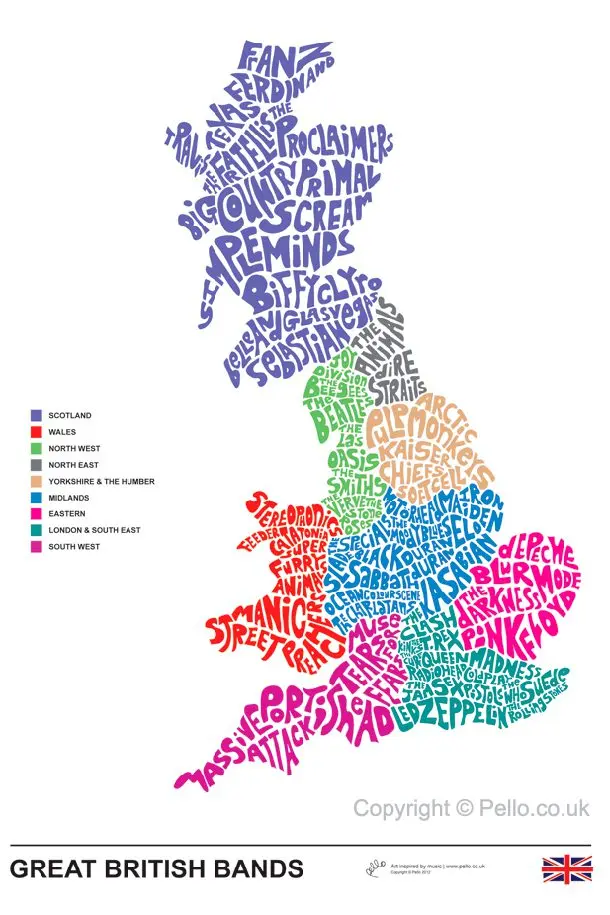 Map: Music Map of UK Bands