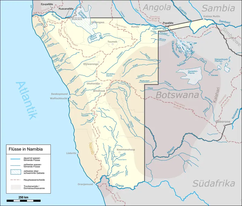 Map: Namibia Rivers Map