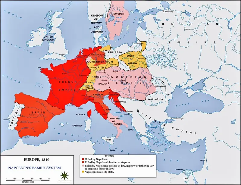 Map: Napoleon’s Family System, Europe 1810