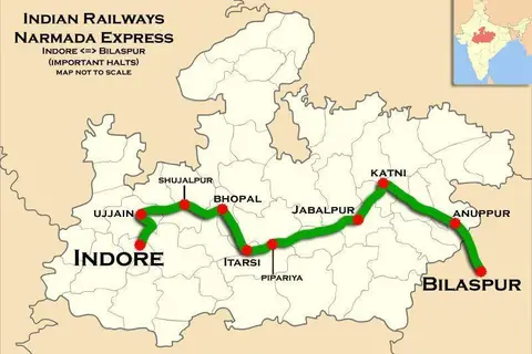 Map: Narmada Express Indore Bilaspur Route Map