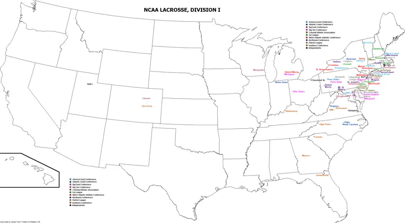 Map: Ncaa Division I Mens Lacrosse Map