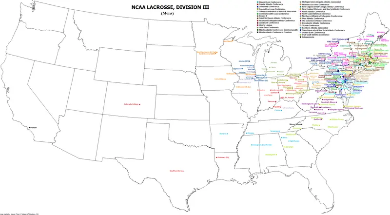 Map: Ncaa Division Iii Mens Lacrosse Map