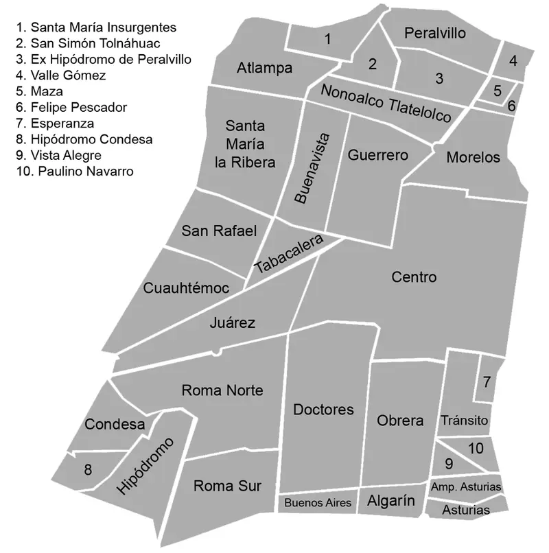 Map: Neighborhoodmapdelegacincuauhtmoc