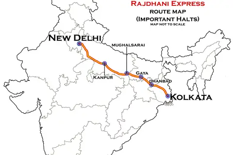 Map: New Delhi Howrah Rajdhani Express Via Gaya Route Map
