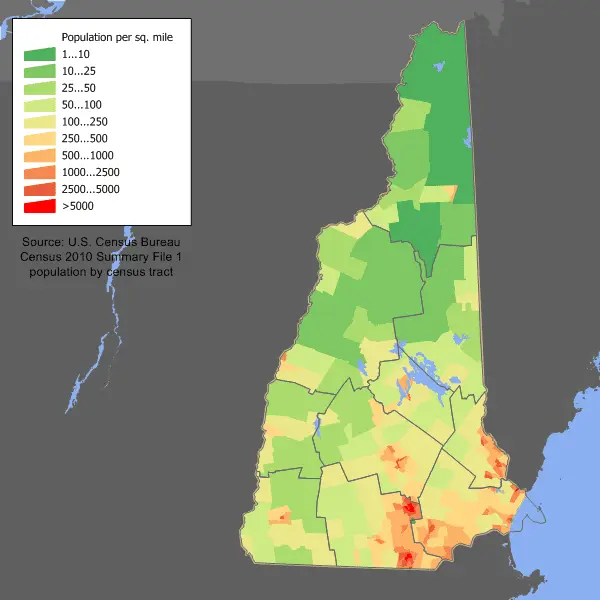 Map: New Hampshire Population Map